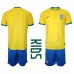 Brasilien Barnkläder Hemma matchtröja till baby VM 2022 Kortärmad (+ Korta byxor) Billigt